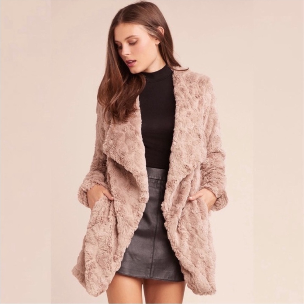 BB Dakota Tucker Wubby Draped Faux Fur Jacket Coat – Tan – Size M – NWT - Picture 16 of 16